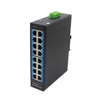 Неуправляемый промышленный Ethernet POE Switch 16*10/100Mbps RJ45 Port Din Rail Mount DC48V