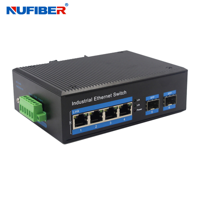 Din Rail Mount Gigabit 2 SFP 4 UTP Ports Промышленный SFP Ethernet Switch DC24V для наружного использования
